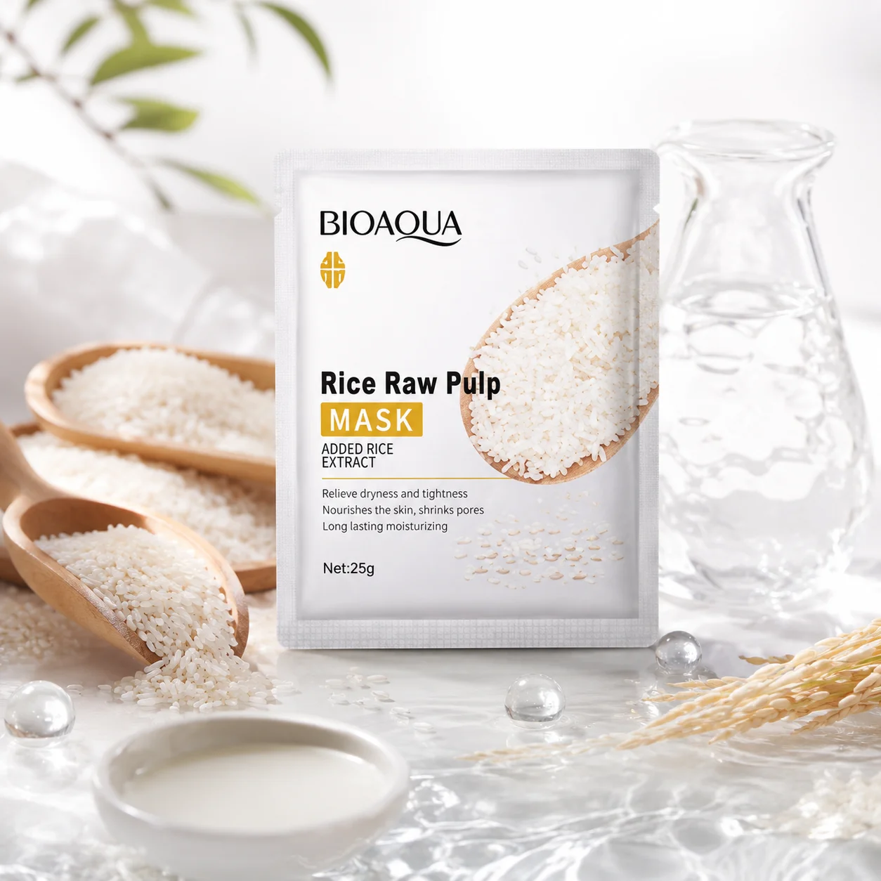 Bioaqua Rice Raw Pulp Facial Sheet Mask 25g - Image 2