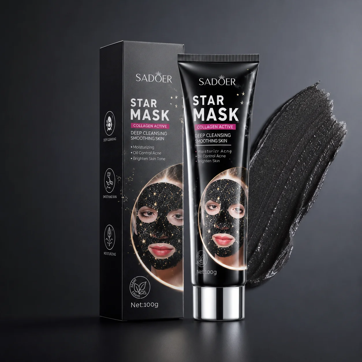 SADOER Collagen Active Charcoal Star Mask 100g