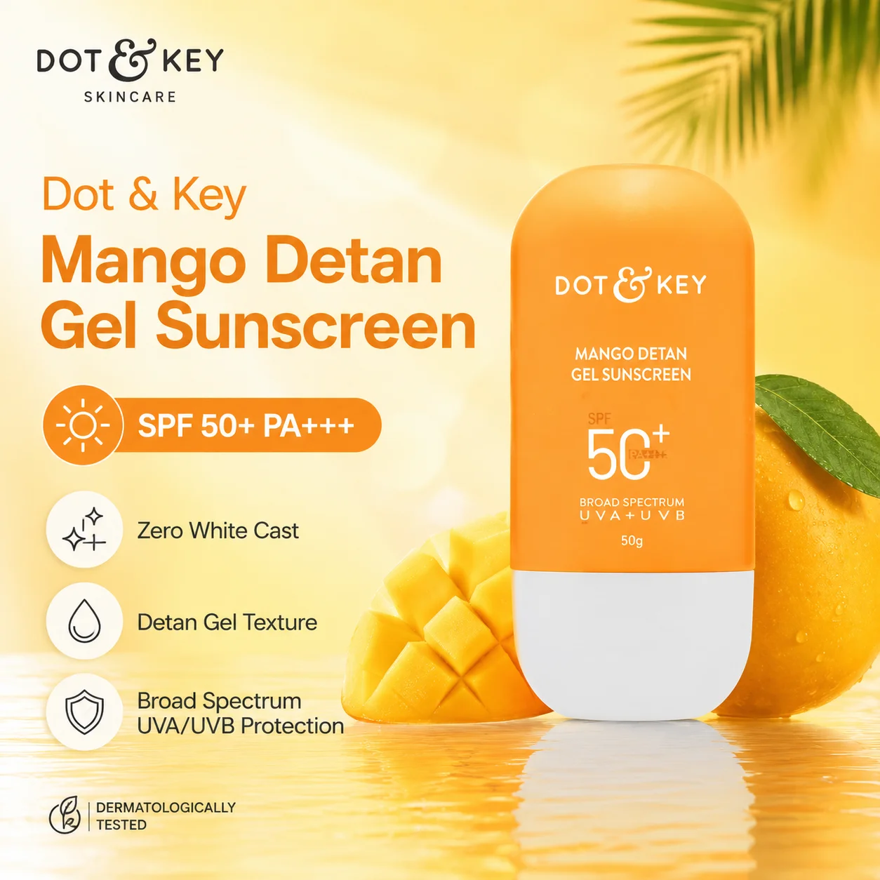 Dot and Key Mango Detan Gel Sunscreen SPF 50+ PA+++ 50g - Image 2