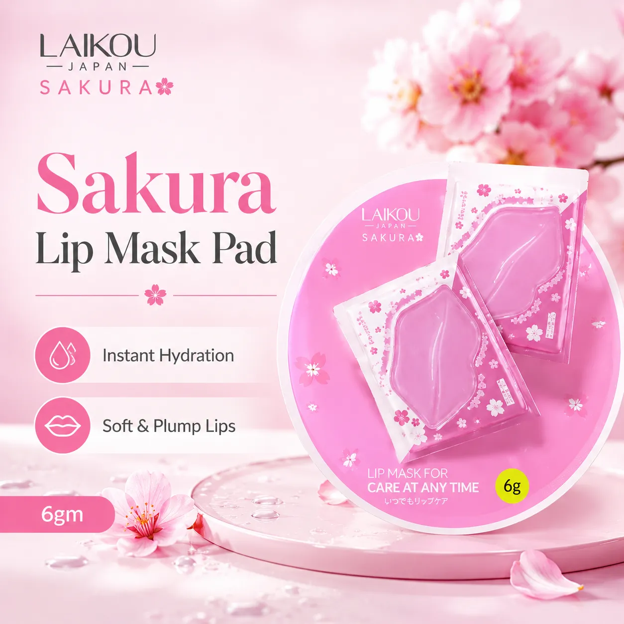 LAIKOU Japan Sakura Lip Mask Pad 6gm - Image 4